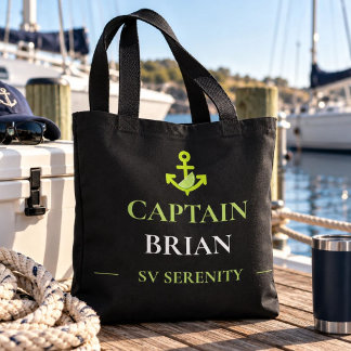 Personalized Captain Name & Boat Name Nautical Tote Bag