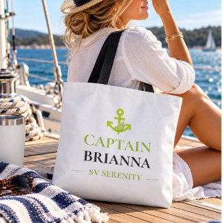 Personalized Captain Name & Boat Name Nautical Tote Bag