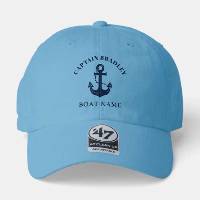 Personalized Captain Name & Boat Nautical 47 Brand Hat (Front)
