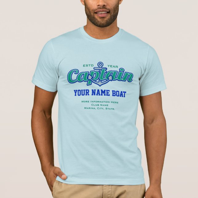 Personalized Captain Name Boat Year and More T-Shirt (Front)