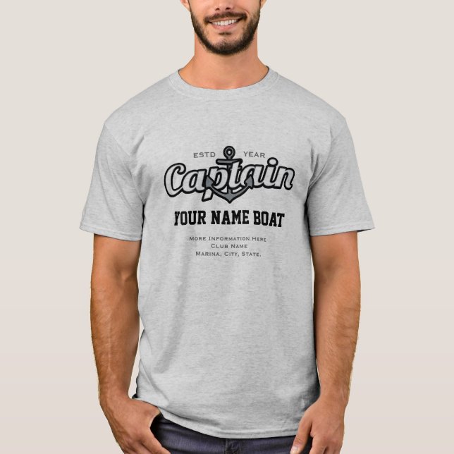 Personalized Captain Name Boat Year and More T-Shirt (Front)