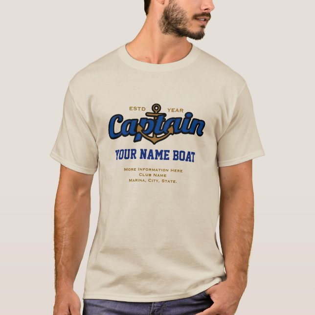 Personalized Captain Name Boat Year and More T-Shirt (Front)
