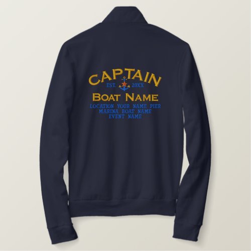 Personalized Captain Name Nautical Star Anchor Embroidered Jacket