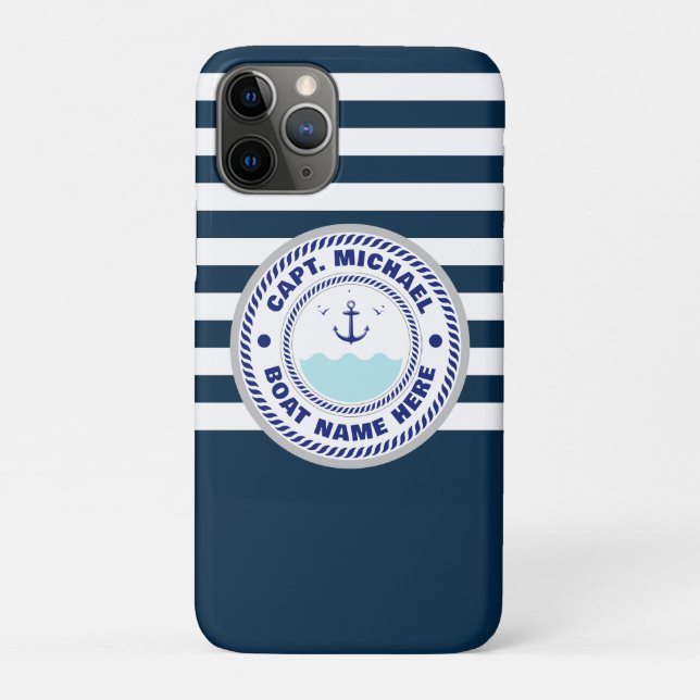 Personalized Captain Nautical Anchor Boat Name Case-Mate iPhone Case (Back)