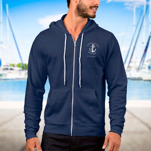 Personalized Captain Nautical Anchor Boat Name Hoodie