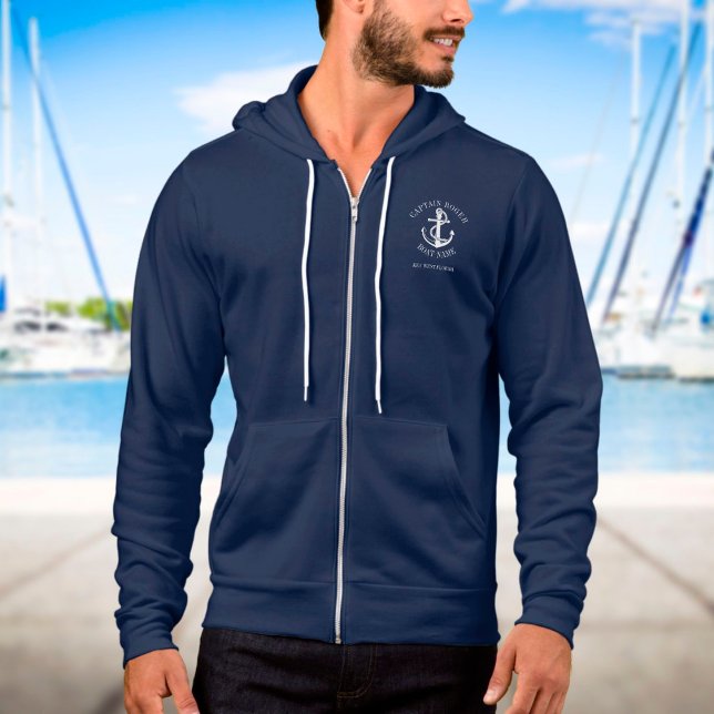 Personalized Captain Nautical Anchor Boat Name Hoodie (Creator Uploaded)