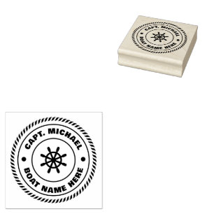 Personalized Captain Nautical Anchor Boat Name Rub Rubber Stamp