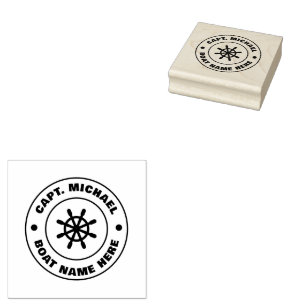Personalized Captain Nautical Anchor Boat Name Rub Rubber Stamp