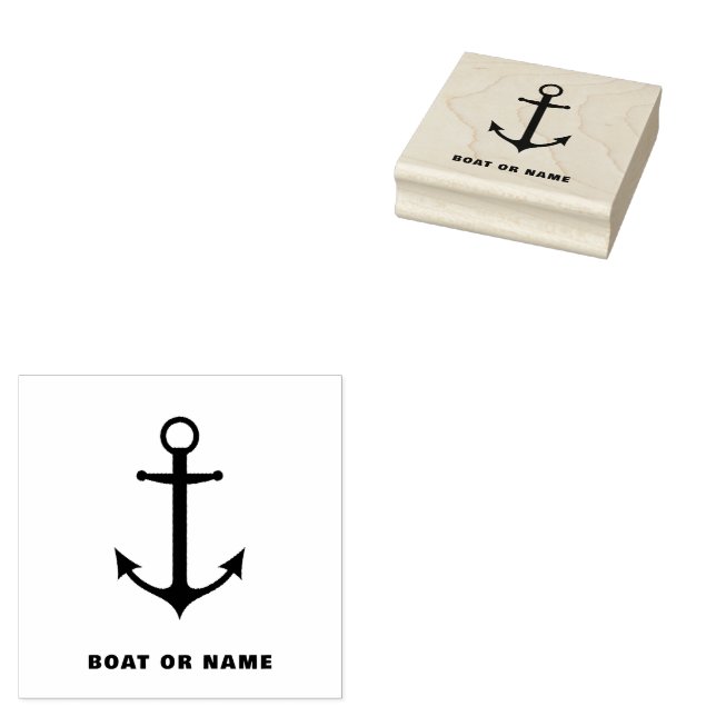 Personalized Captain Nautical Anchor Boat Name Rubber Stamp (Stamped)