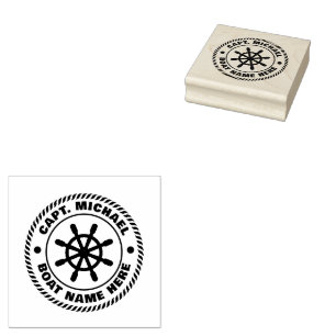 Personalized Captain Nautical Anchor Boat Name Rubber Stamp