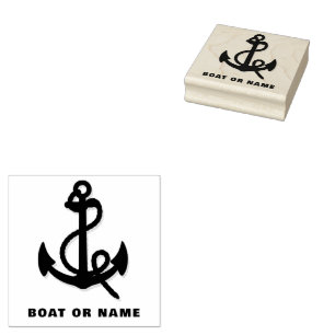 Personalized Captain Nautical Anchor Boat Name Rubber Stamp