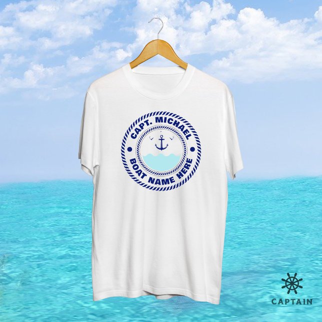 Personalized Captain Nautical Anchor Boat Name T-Shirt (Creator Uploaded)