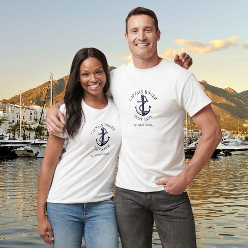 Personalized Captain Nautical Anchor Boat Name T_Shirt