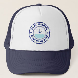 Personalized Captain Nautical Anchor Boat Name Trucker Hat