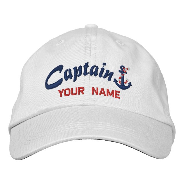 Personalized Captain Rope Anchor Your Name Embroidered Baseball Cap (Front)
