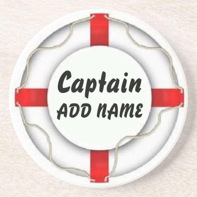 Personalized Captain Sandstone Coaster (Front)