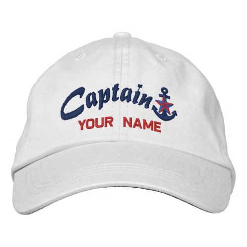Personalized Captain Star Anchor Your Name Embroidered Baseball Hat