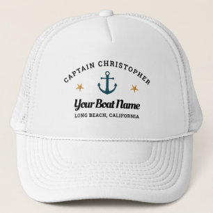 Personalized Captain's Hat w/ Anchor & Starfish