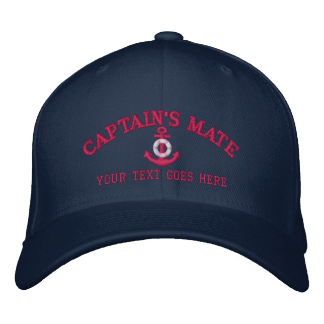 Personalized Captain's Mate Boat Name Your Name Embroidered Baseball Hat (Front)