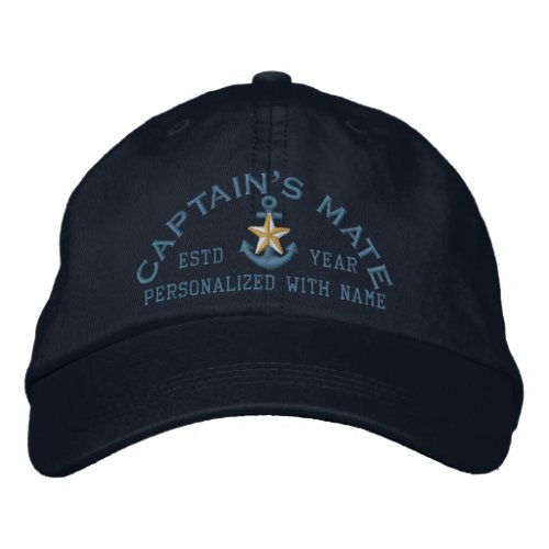 Personalized Captains Mate Coastal Star Anchor Embroidered Baseball Hat