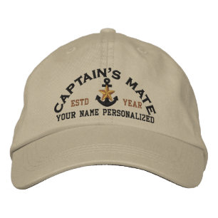 Personalized Captain's Mate Nautical Star Anchor Embroidered Baseball Hat