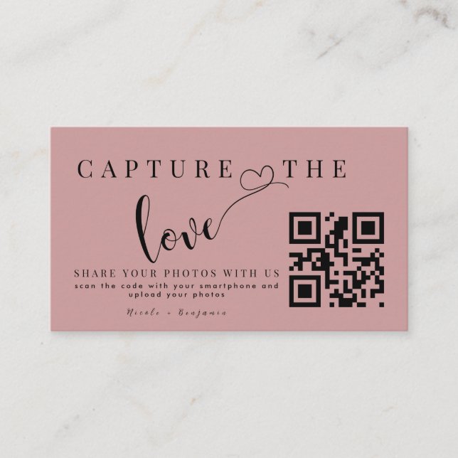 Personalized Capture The Love Wedding Qr Code Enclosure Card (Front)