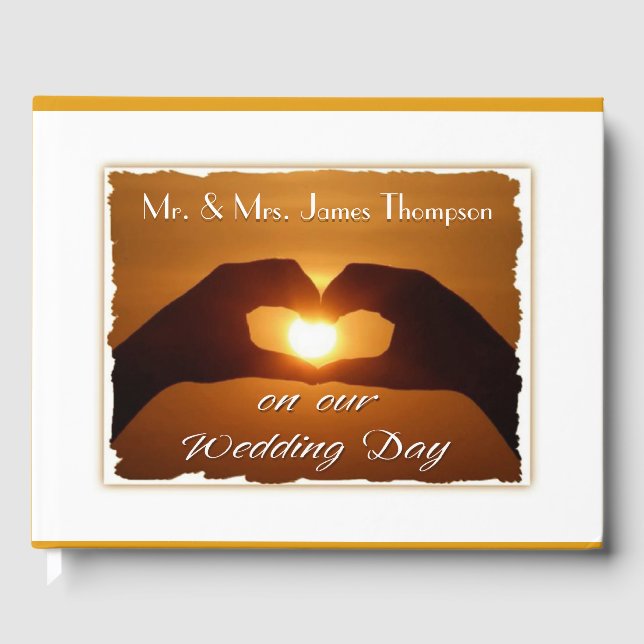Personalized Capturing Sunset Wedding Guest Book (Front)