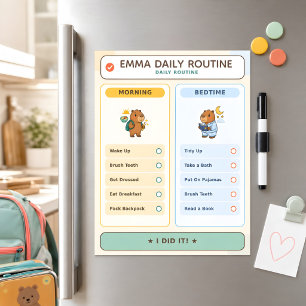 Personalized Capybara Kids Dry Erase Routine Chart Magnetic Dry Erase Sheet