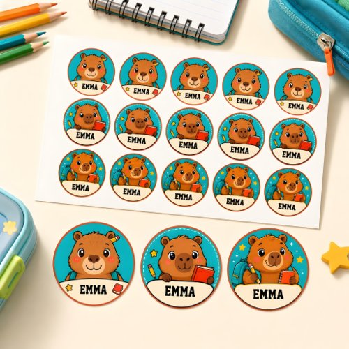 Personalized Capybara Kids Name Labels for School