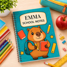 Personalized Capybara Kids School Notebook