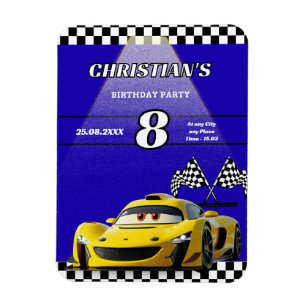 Personalized Car Boys Birthday Party Invitation Magnet