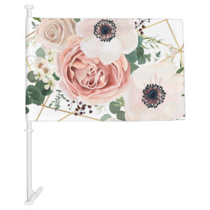 Personalized Car Flags Geometric Garden Rose Anemo