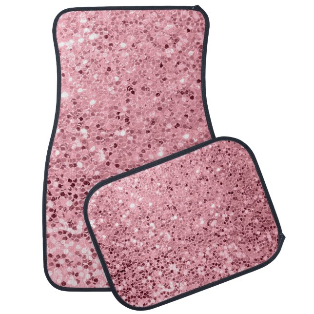Personalized Car Floor Mats Rose Gold Glitter (Set)