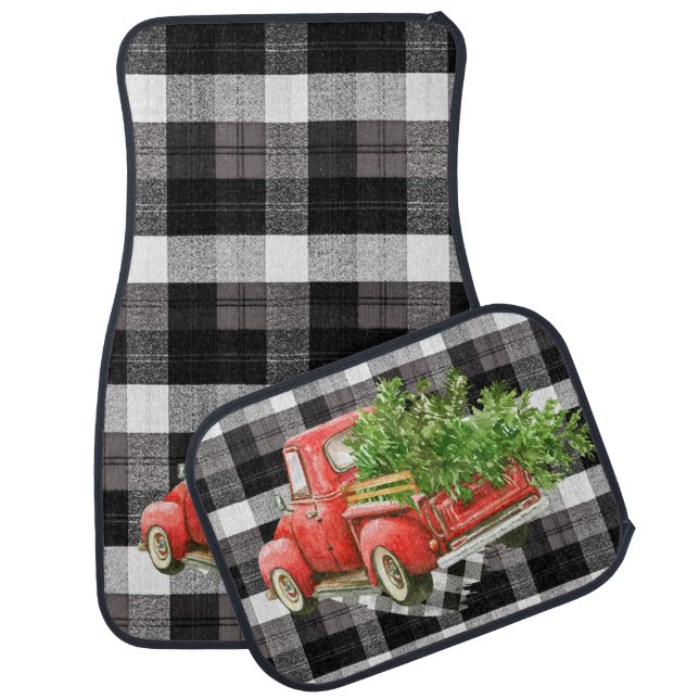 Personalized Car Floor Mats XMAS Truck Baffalo Pla (Set)