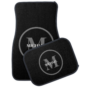 Personalized Car Mats for Him Monogram Black