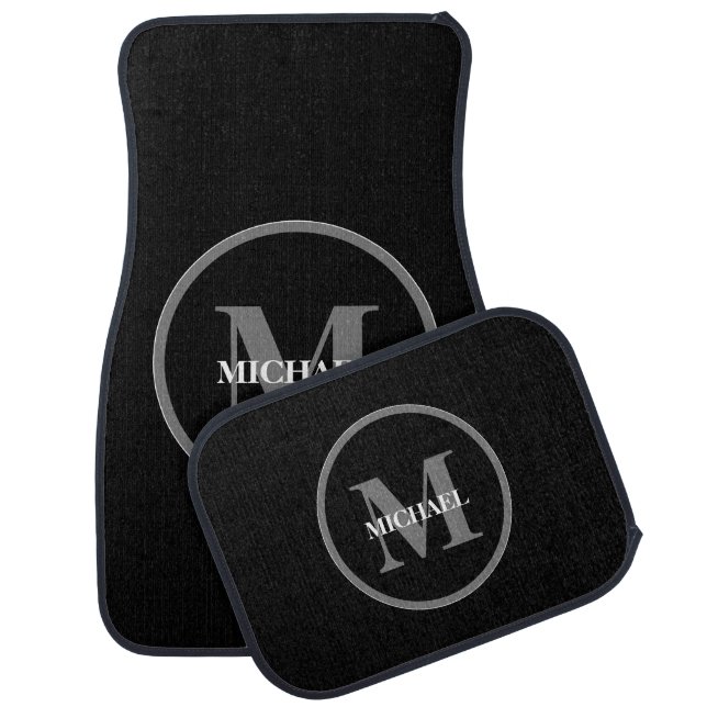 Personalized Car Mats for Him Monogram Black (Set)