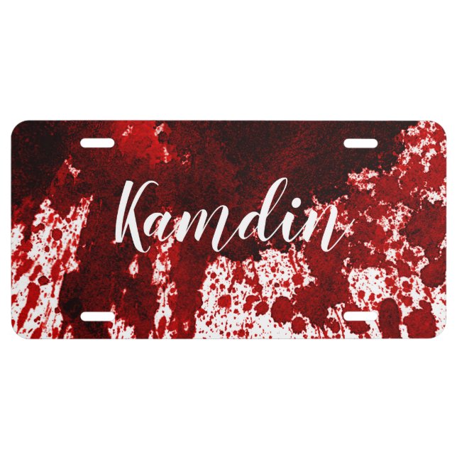 Personalized Car Plate Blood Splatter Vampire Goth (Front)