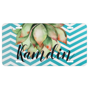 Personalized Car Plate Boho Cacti Cactus Succulent