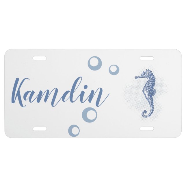 Personalized Car Plate Seahorse Ocean Beach Water (Front)
