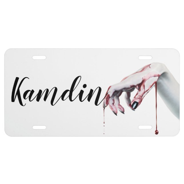 Personalized Car Plate zombie blood drip vampire G (Front)