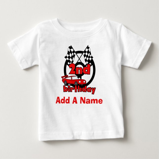 Personalized Car Racing 2nd Birthday T-shirt (Front)