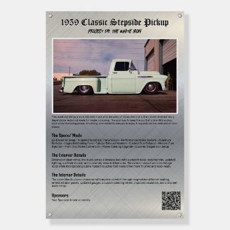 Personalized Car Show Display Board Metallic