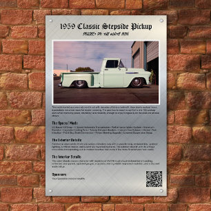 Personalized Car Show Display Board Metallic