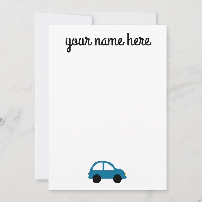 Personalized Car Stationery Notecards for Kids (Front)