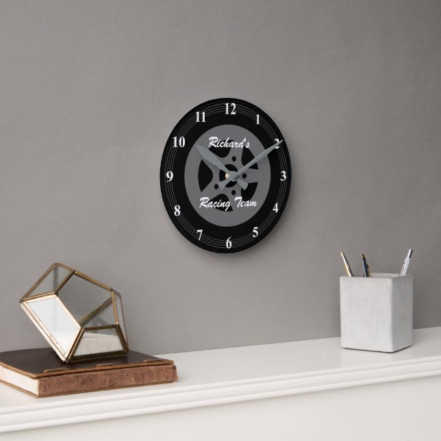 Personalized car wheel tire and rim wall clock (Office)