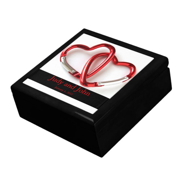 Personalized Carabiner Hearts Wedding Gift Box (Side)