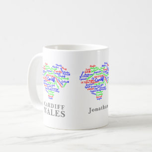 Personalized Cardiff Wales Word Cloud Typography Coffee Mug