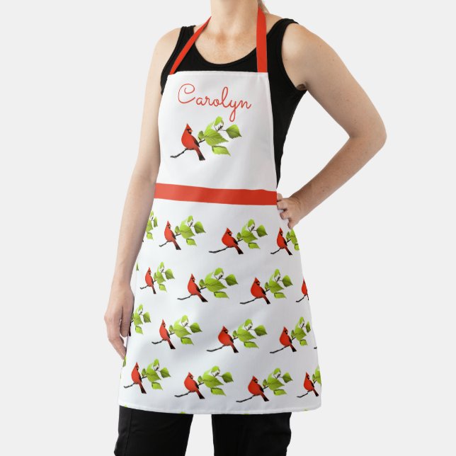 Personalized  Cardinal Bird Print-All-Over Apron (Insitu)