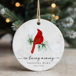 Personalized Cardinal In Loving Memory Keepsake Ceramic Ornament