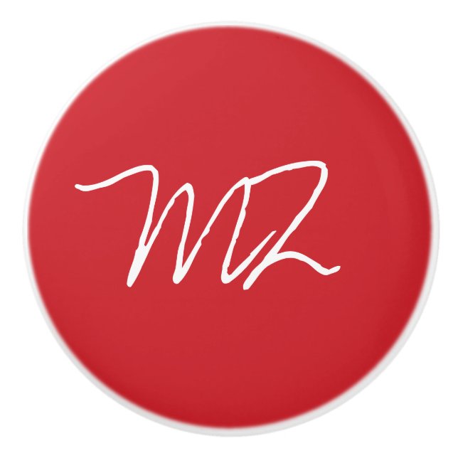 Personalized Cardinal Red Ceramic Knob (Front)